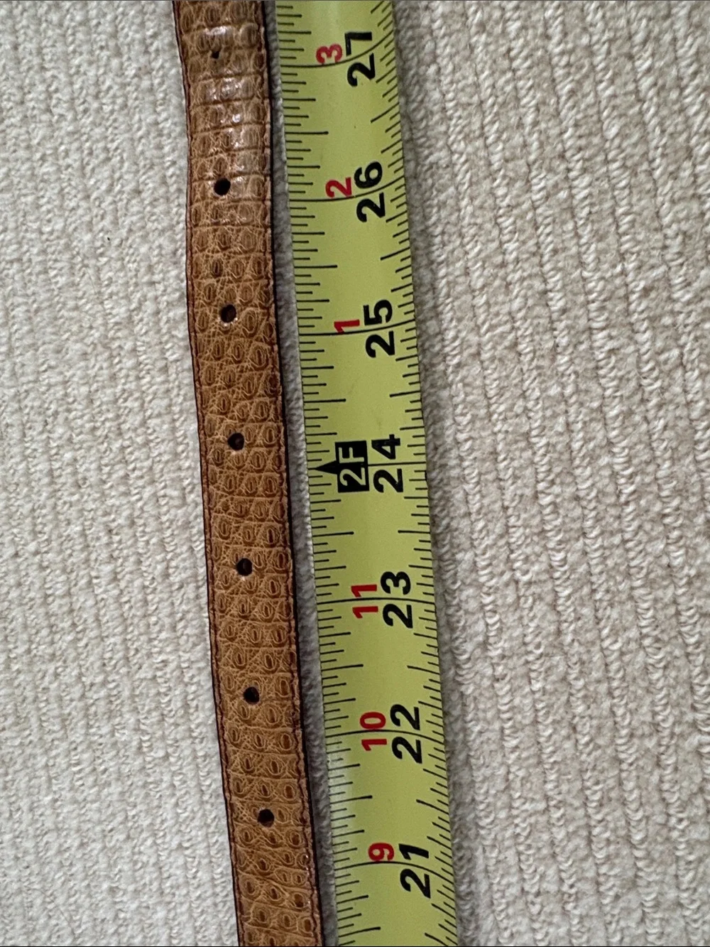 Lizard Brown Leather Belt with Gold-Tone Buckle